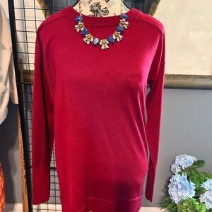 J. Crew Red Crew Neck Sweater Merino wool blend